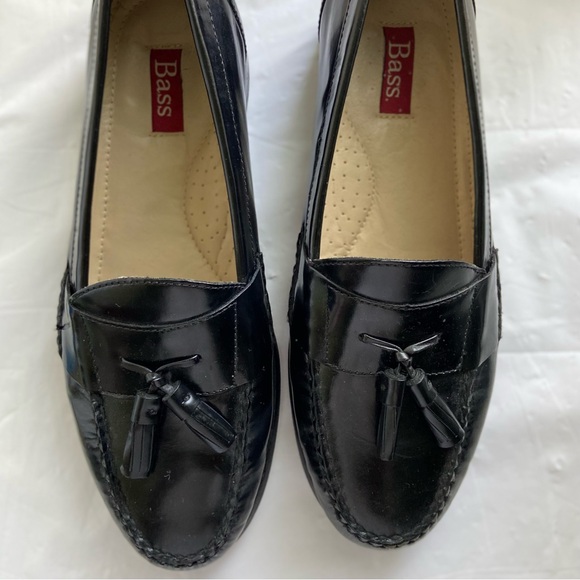 Bass Black Leather Loafers With Tassel - Picture 1 of 9